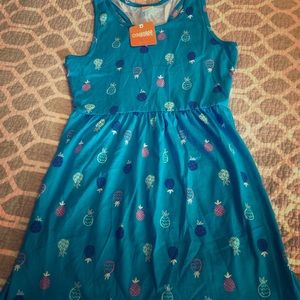 Blue Pineapple Dress L 10/12
